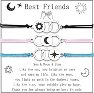 Best Friend Bracelet Friendship Bracelets for 3 Sun Moon Star Trio Bracelets Friendship Bestie Best