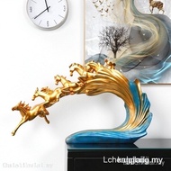 【Ready stock】Modern simple European creative Horses galloping decoration gold horse decoration home 