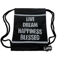 Live Dream Happiness Blessed Mesh Bag Line Quotes Backpack/ Striped Quote Lopez Backpack