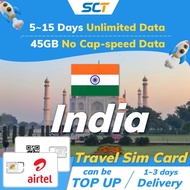 India Travel Sim Card 【45GB High speed +Unlimited data】【5~15 days 】 4G/5G LTE Prepaid Cards 【✅ Hotsp