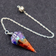 New Design 7 Chakra Orgonite Reiki Pendulum Pendant Fashion Jewelry Gift Healing Crystal Chain Hexag