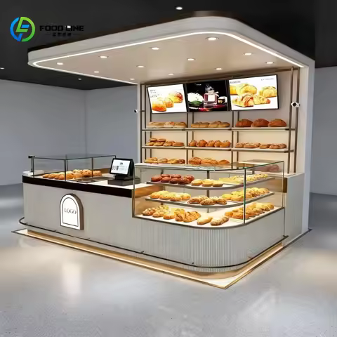 FL Custom Professional Commercial Beer Coffee Bar Furniture Modern Cafe Shop Counter Showcase Custom