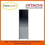 HITACHI 330L 2 DOOR FRIDGE RBG415P6MSXXGR BOTTOM FREEZER - 2 YEARS LOCAL WARRANTY