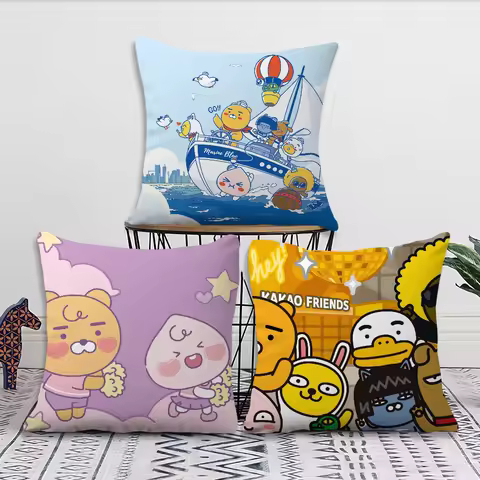Cartoon K-Kakao F-Friends Cute Pillow Case Sofa Living Room Bedroom Headboard Backrest Cushion Squar