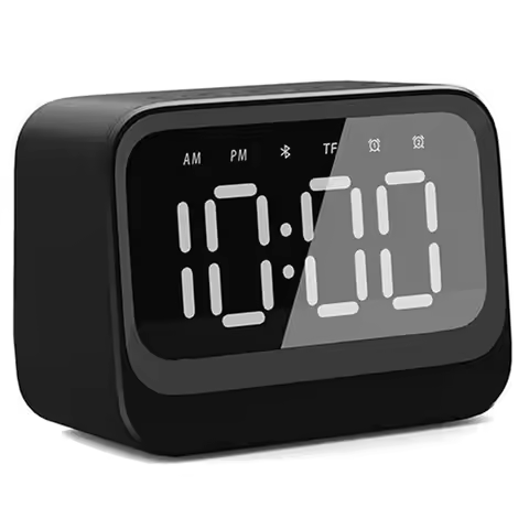 ABNF!Mini Clock Bluetooth Speaker Portable Dual Alarm Clock Soundbar Wireless Display Music Player P