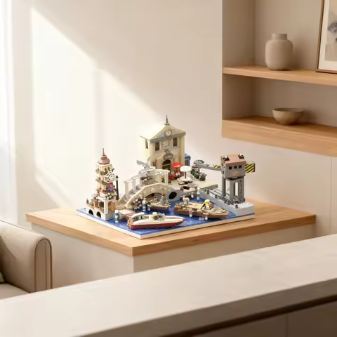 5840pcs MOC Last Crusade Venice Canal Chase Vs Hydro Indiana Jones Model Building Blocks Creative Gi