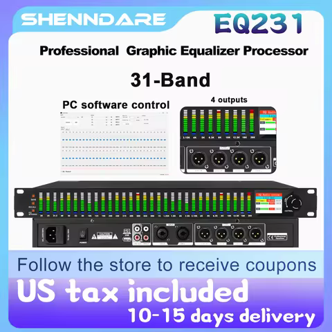 31 Band Stereo Graphic DSP Professional Digital Audio Equalizer DJ Effect Equalizador Studio Recordi
