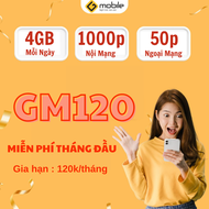 ( HÀNG MỚI ) Sim 4G Mobifone ( G-Mobile ) - Gói Cước Miễn Phí Data + Phút Gọi Nội Ngoại Mạng - Tặng