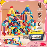 Mainan Magnet Stik Bola Batu Binaan Magnet 3D Set Konstruksi Sensori DIY Mainan Magnetik