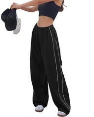 LAOARA Women Y2K Baggy Track Pants Elastic Waist Wide Leg Parachute Pants Jogger Sweatpants Pants