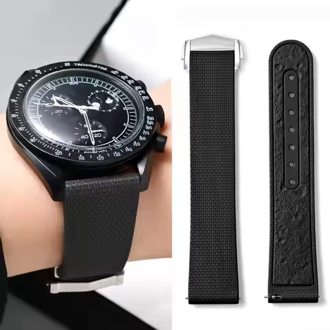 For Omega X Swatch Speedmaster 300 Snoopy MoonSwatch 20mm Fluororubber FKM Watch Strap Quick Release