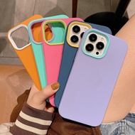 เคส Iphone15เคสไอโฟน 3 In 1 ซิลิโคนเหลวนุ่ม เคส กรอบอะคริลิ กันชน ตัวป้องกันหน้าจอ กล้อง กันกระแทก สีทึบ สีลูกกวาด สีน้ำตาล สไตล์เรียบง่าย เค5