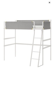 IKEA 單人碌架床 VITVAL 高架床框，白色/淺灰色