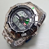 Swiss time /Army Jam Tangan Pria - Stainlesstell Strap - Dual time- ST3121 rz