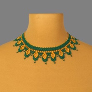 Green and yellow bead necklace for woman, Boho collar necklace gifr for girlfrie