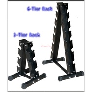 【sha】Heavy Duty A-Frame Dumbbell Rack Dumbell Holder Storage Stand 3 / 6 / 10 Tier (Pair)