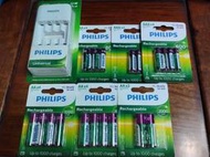 全新 PHILIPS 低自放鎳氫 充電電池AA 3號10入+AAA 4號10入+USB智慧型充電器