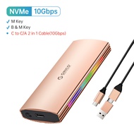 กล่อง SSD 10Gbps RGB NVMe USB3.2 Gen2กรณีสูงสุด4TB สำหรับ2280/2260/2242/2230 SSD