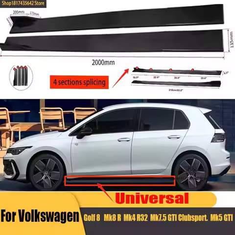 Universal 2.2m Side Skirts Extension Rocker Splitters Diffuser Winglet Wings For Volkswagen for VW G