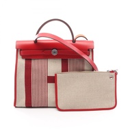 【二手】愛馬仕 HERMES 手提包 Herbag Zip PM H Vibration 2WAY 波爾多紅/菲塞爾帆布皮革 Herbag Zip PM H Vibration 波爾多紅/菲塞爾