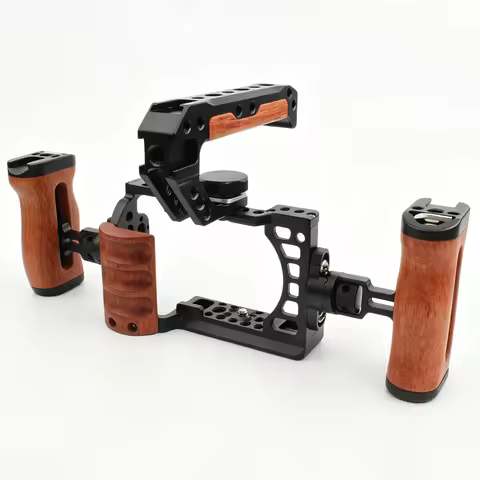 For Sony A6500 A6400 A6300 A6100 A6000 Camera Cage Kit Wooden Side Handle Top Handle Arca Swiss Quic
