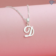 Simple letter D silver necklace for women DCN0603 - TNJ Jewelry