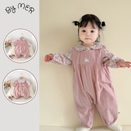 [FULLSET] Embroidered pink bunny Bodysuit + little floral shirt, 1st birthday gift