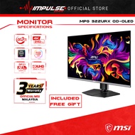 MSI MPG 322URX QD-OLED Gaming Monitor - 3840 x 2160 (UHD), 32-inch, 4K UHD, 240Hz, HDMI/DP, 0.03ms R