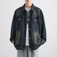 Denim Jackets Gradient American denim jacket for men's spring loose washed autumn and winter jackets jiahuiqi