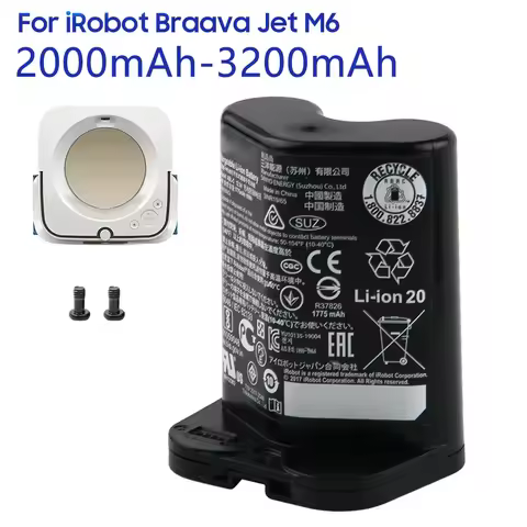 2000mAh-3200mAh Sweeper Battery for IRobot Braava Jet M6 Vacuum Cleaner ABL-C Replacement Battery Bu