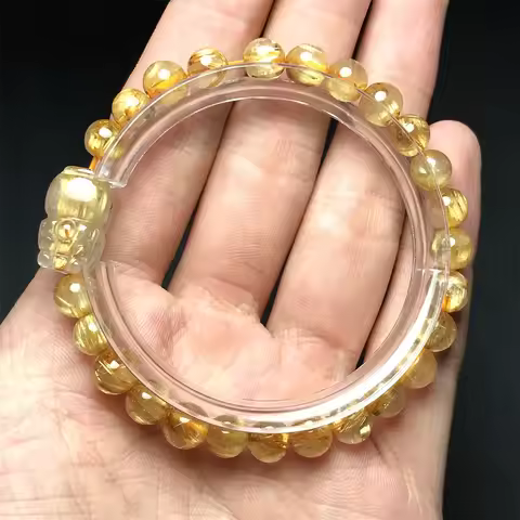 6mm Natural Gold Rutilated Quartz Bracelet Jewelry For Woman Man Healing Luck Gift Reiki Crystal PiX