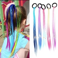 Kids Elastic Colorful Braided Twist Braid Long Wig Hair Band/Child Rubber Rope Band/Headwear Hair Ac