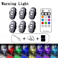 DTH 6Pcs Motorcycle Strobe RGB Tail Lights Wireless USB Rechargeable Remote Control LED Anti-collisi