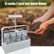 Soil Block Maker 8-cavity 2 inch Comfort-Grip Handle Manual Seed Blocker Gardening Tool with 3 Types of Seed Pins for Garden Seed Stater Soil Potting Plants