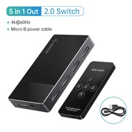 HDMI Switch 5 In 1 Out ORICO 4K HDMI Splitter Switcher HDMI Switch Box Hub พร้อมรีโมทรองรับ HD1080P 