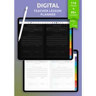 Digital Teacher Lesson Planner 2022/2021 (Dark Theme) Goodnotes, Notability, iPad Planner, Hyperlinked Agenda PDF