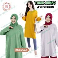 UK TUNIK KAOS JUMBO WANITA POLOS BAJU LENGAN PANJANG LD 120 130 140