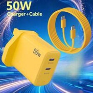 50W USB C Charger 2-Port Compact Wall Fast Charger For MacBook Pro Air,XPS, For IPhone 17 16 15 Seri
