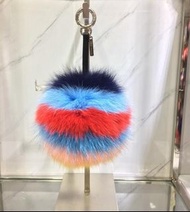 Fendi 藍紅狐狸毛球掛件