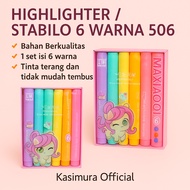 STABILO 6 COLORS 506 HIGHLIGHTER/ SCHOOL STABILO/ PASTEL COLOR STABILO/ COLORED STABILO/ STABILO SET