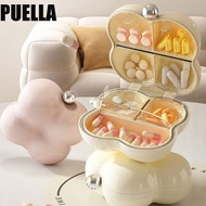 PUELLA Pill Storage Box, Plastic Weekly Pill Case, Mini Moisture-Proof Dispensing 7 Grids Medicine Box Fish Oils