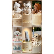 GEMEZNOLOMIT Maltese Dog Birthday Cake Topper Birthday Cake Display/ Dog Cake Topper Cute Miniature 