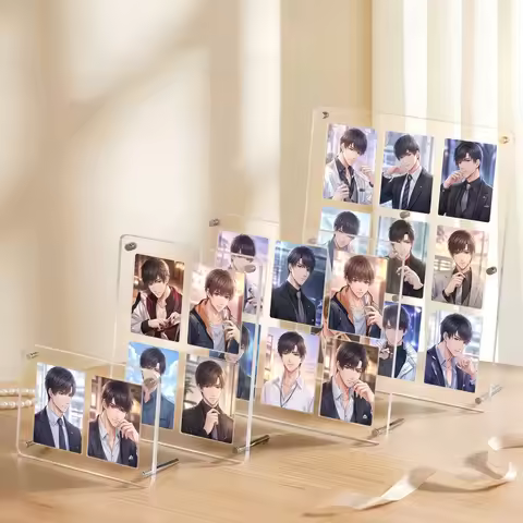 Clear Acrylic Grid 3-Inch Photocard Display Stand, Polaroid Photo Frame Kpop Idol Desk Decor Holder