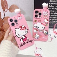 Samsung Galaxy M30 A40S A6 2018 A6S A6 Plus J8 2018 A8 M20 M10 M14 M54 F54 2018 A8S A8 Plus 2018 Cute Cartoon Hello Kitty Phone Case with Holder Lanyard