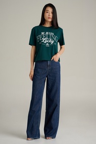 Mc JEANS เสื้อยืดแขนสั้นผู้หญิง ทรงครอป คอกลม สีเขียว MTTZA88