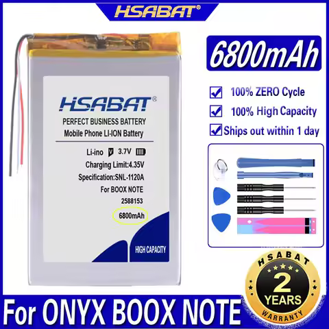 HSABAT BOOX NOTE 6800mAh Battery for ONYX BOOX NOTE,PRO,NOTE+ e-Book Li-po Rechargeable Accumulator 