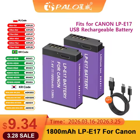 PALO LPE17 LP E17 LP-E17 Battery with USB-C Input for Canon EOS RP 200 250D M3 M5 M6 750D 760D R10, 
