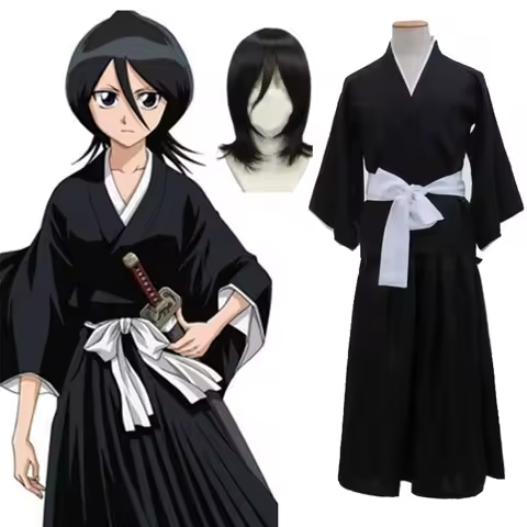 Kuchiki Rukia Shinigami Cosplay Costume Wig Shoes Set Anime Halloween For Woman Men Clothes