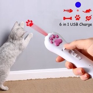 6 in 1 USB Pet LED 1 mw Laser Cat Laser Transform pattern Rechargeable Toy Interactive Bright Animat