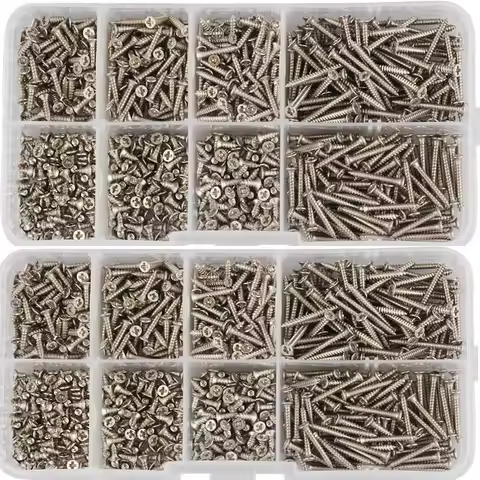 800pcs M2 Self Tapping Screws Carbon steel nickel plated Ultrathin Cross Phillips Ultra Thin Flat He